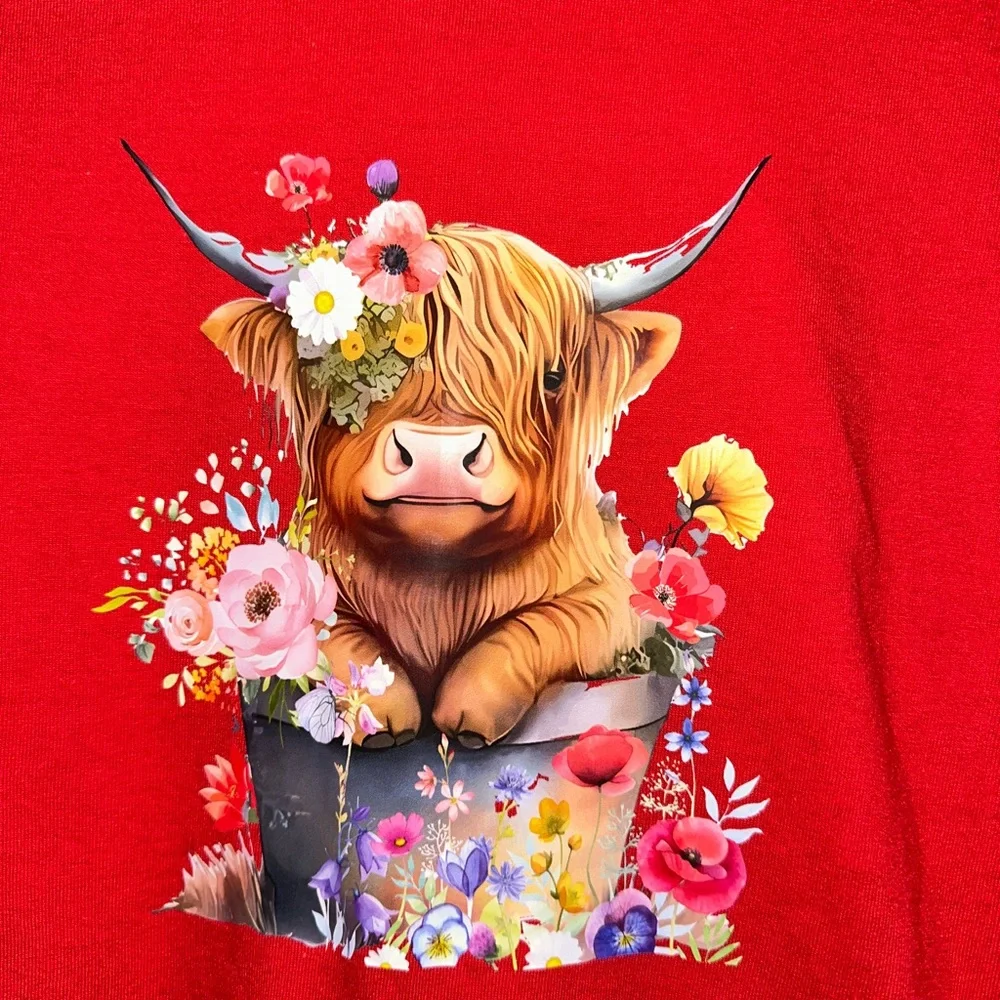 NWOT Handcrafted Highland Cow Shirt XL